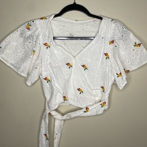 White Laced Crop Top